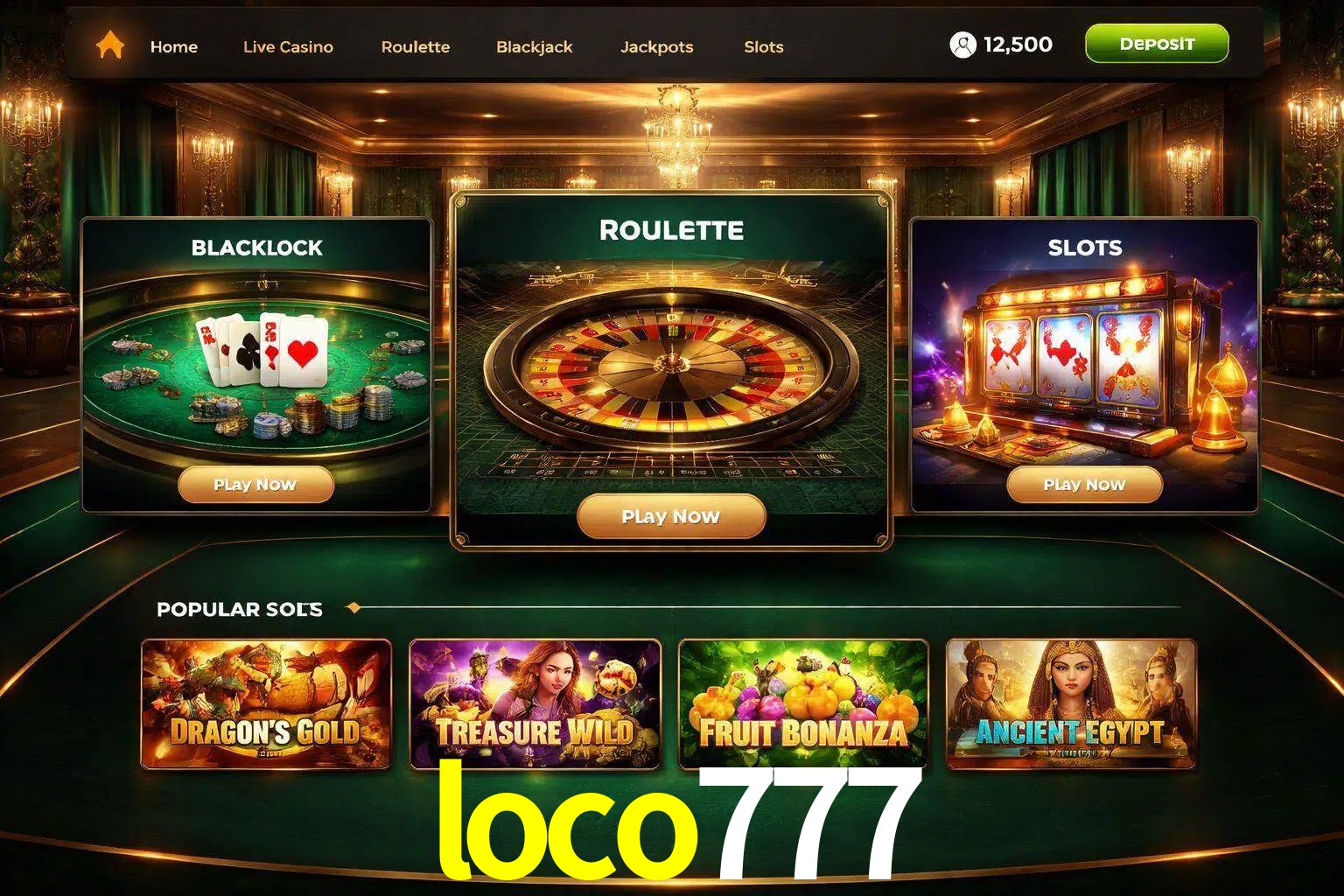 Vista de la plataforma loco777 Casino mostrando categorías organizadas de juegos en línea